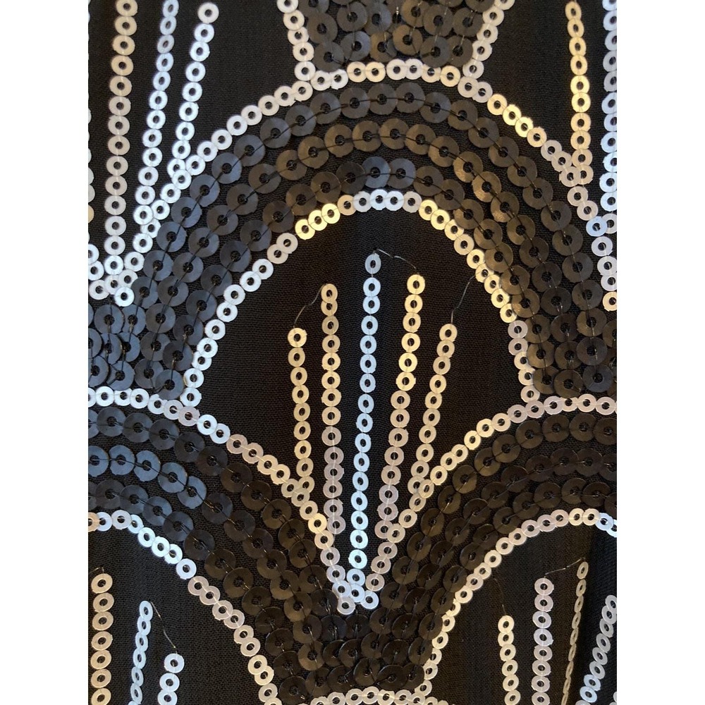 Y2k Vtg Cremieux shirt Black White Sequin Sz M Whimsigoth Grannycore - Picture 10 of 13